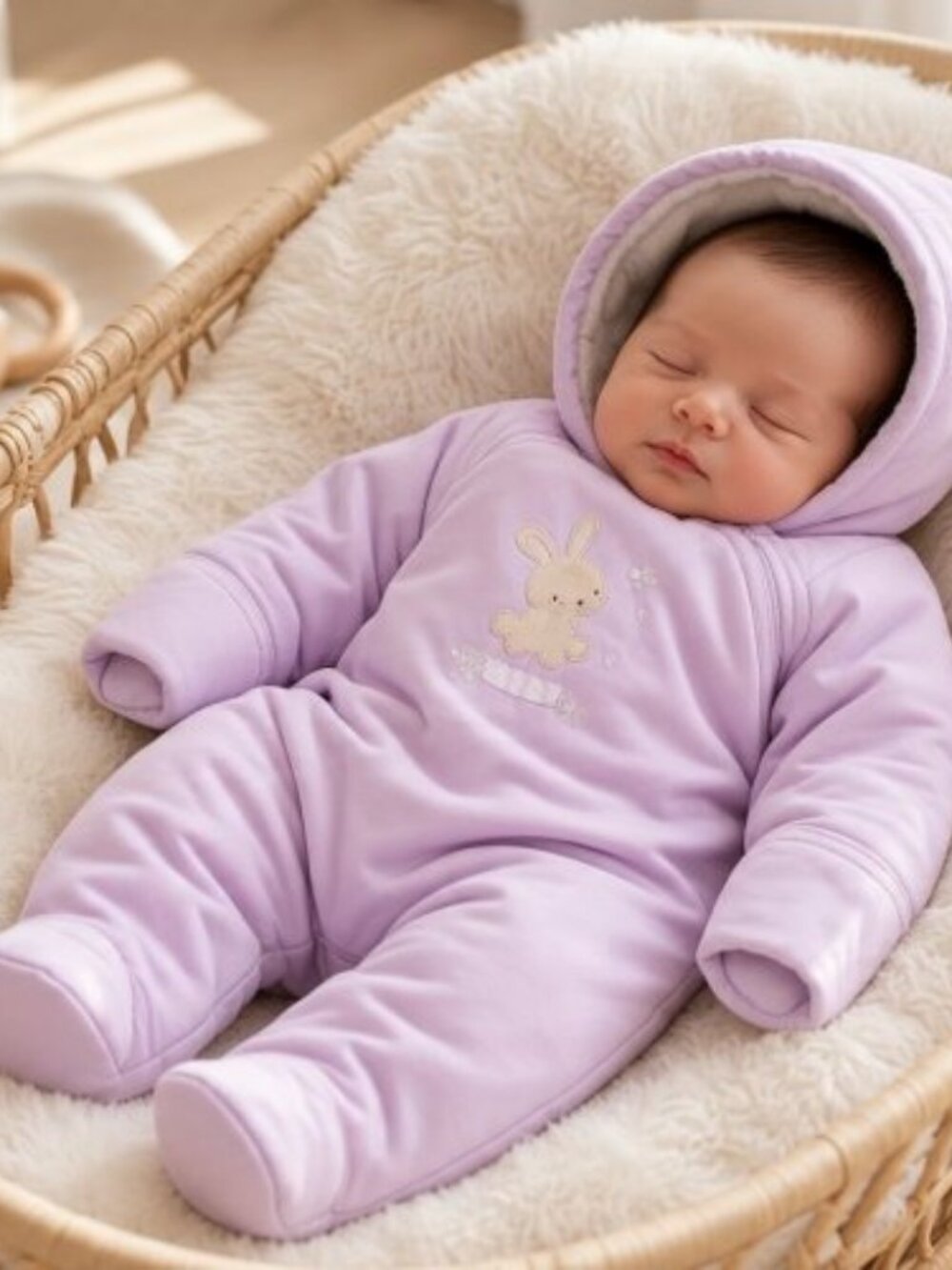 CARTER’S Purple Bunny Love Hooded One Piece Snowsuit Girls M 12-16 lbs